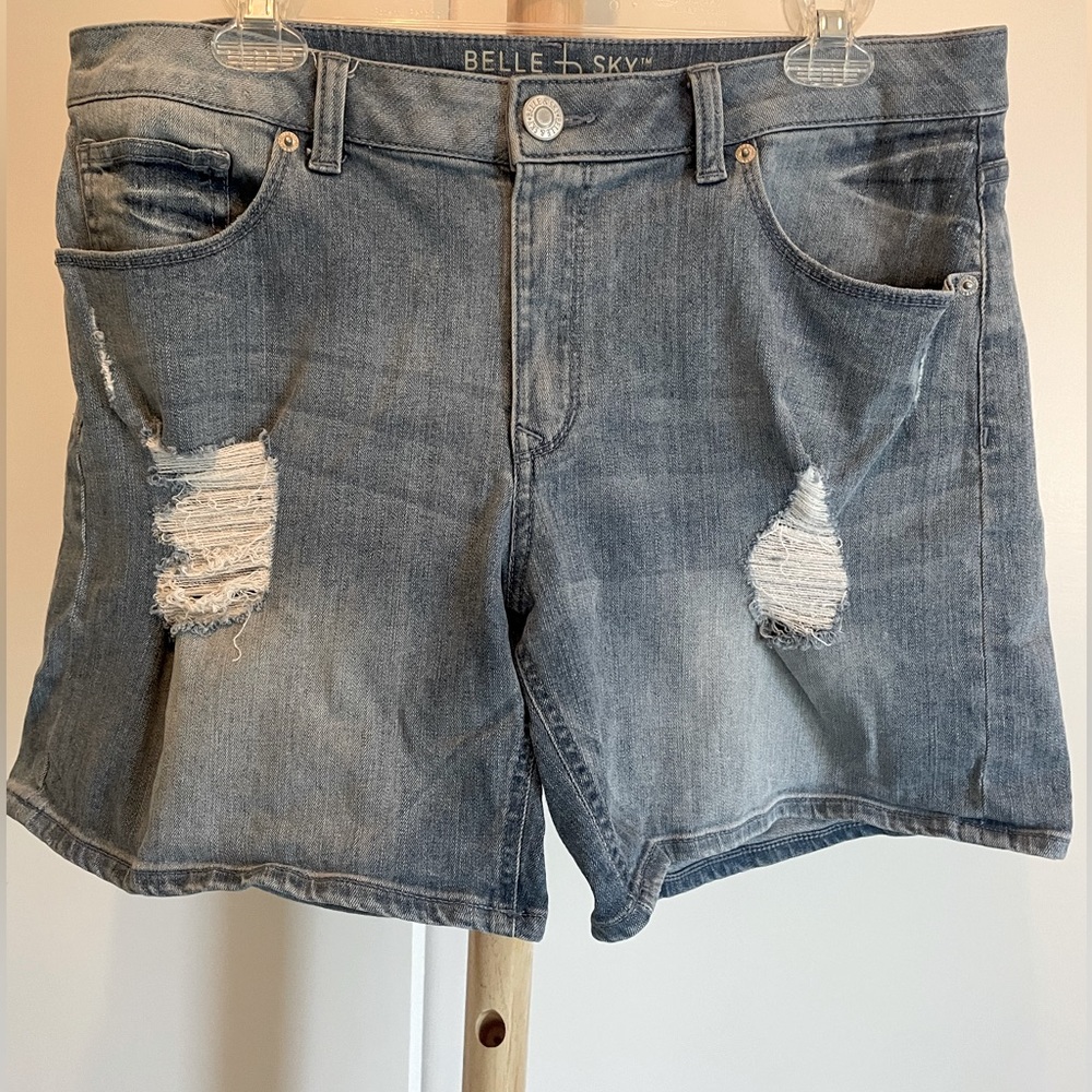 Belle Sky Distressed Size 12 Jean Shorts